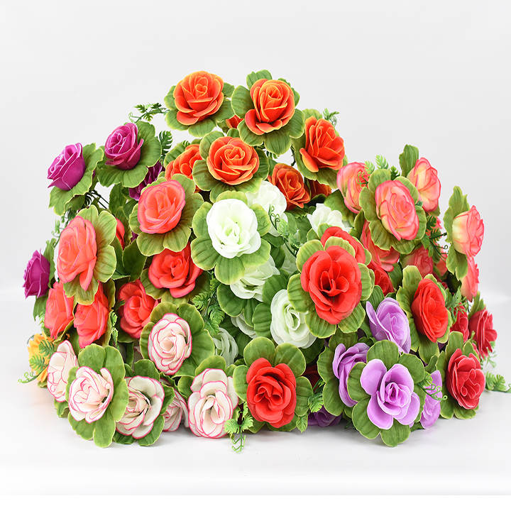 У0073 Букет роза-камелия в листе h=59см 9г  20шт.