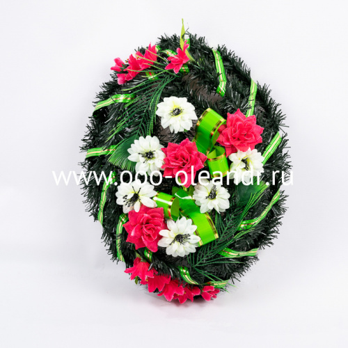 МВ023 Венок Зеркало малое хвоя иск. на мет. каркас 60см*40см																														