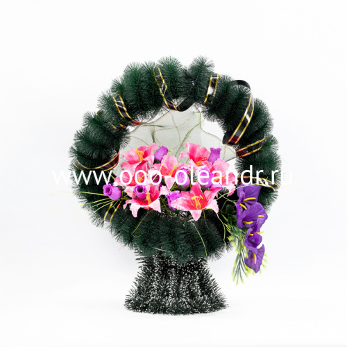 СК14 Корзина круглая иск.хвоя +ерш 80х60